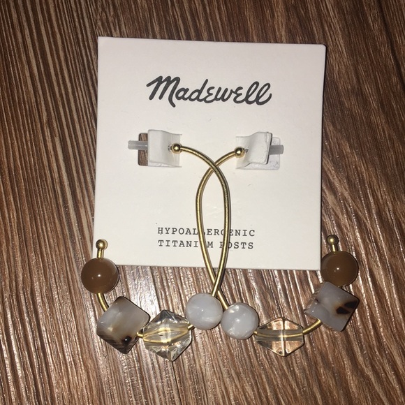 Madewell Gold Plated Gepmetric Stack Hoop Earrings NWT - Picture 3 of 5